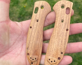 Fits Benchmade Griptilian (Large) Scale Set  Smooth Pear Wood Finish  Large Griptilian Models Only - 2x Scales