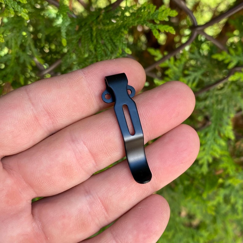 Emerson Models 1x BLACK Replacement Pocket Clip • Black Short Stainless • Deep Carry Folding Knife Upgrades • Works On Emerson Models Listed image 3
