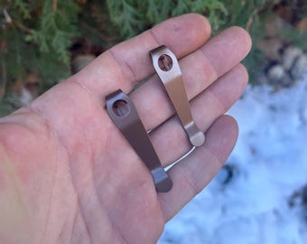 Para 3 Lightweight Pocket Clip Anodized Titanium BRONZE FADE Compatible With Spyderco Models Listed • 1x Pocket Clip Per Order