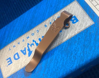 Fits Benchmade Knives - ANODIZED BRONZE Replacement Pocket Clip • Custom Deep Carry Benchmade Models Listed Benchmade Upgrade Pocket Clip