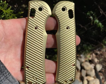 Benchmade Griptilian 550 551 (Large) Scale Set  Metal Lined Finish  Large Griptilian Models Only - 2x Scales - Anodized Gold