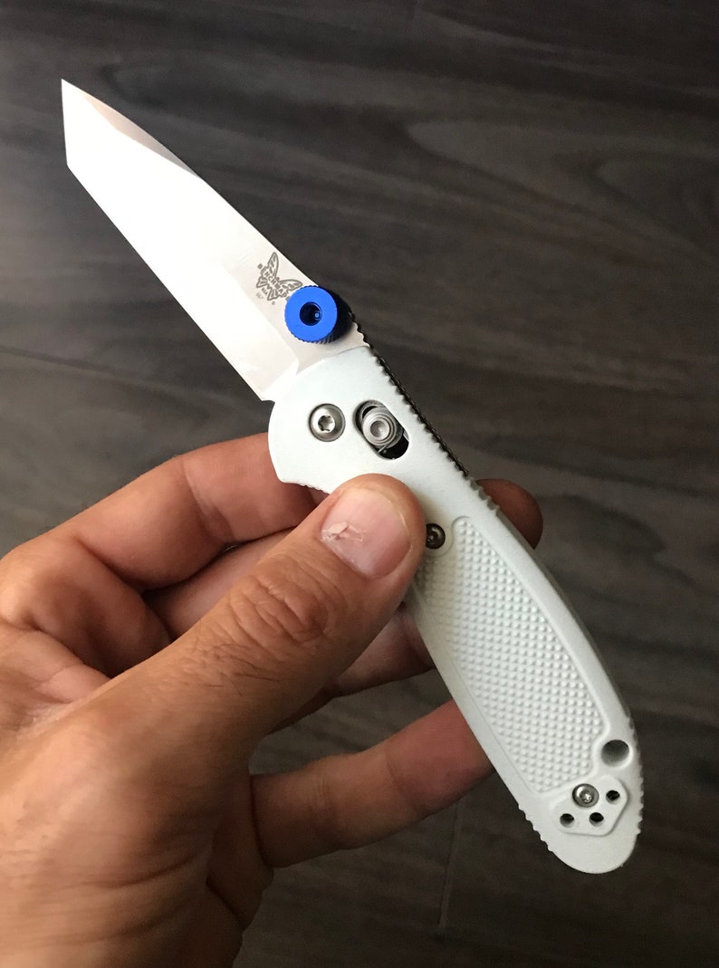 Benchmade Mini Griptilian Custom Double Blue Thumb Stud Etsy