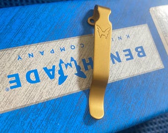 Benchmade Bugout - ANODIZED GOLD Replacement Pocket Clip • Custom Deep Carry Benchmade Models Listed Benchmade Upgrade Pocket Clip