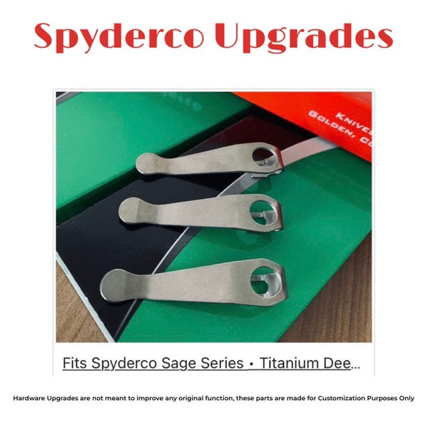 Spyderco Emphasis Fits Spyderco 1x Replacement Pocket Clip • Plain Silver Titanium • Deep Carry