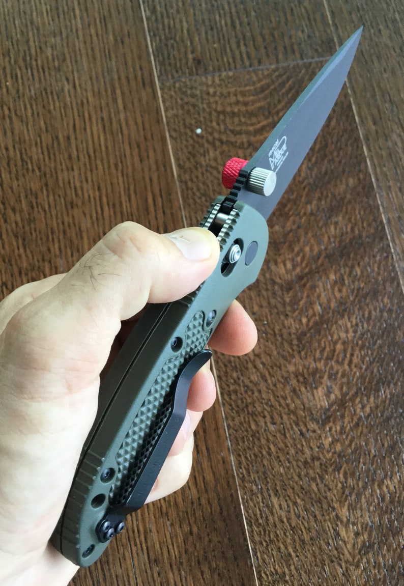 Benchmade Mini Griptilian Griptilian Custom Big Red Thumb Etsy