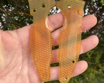 Fits Spyderco Yojimbo 2 Replacement Scale Set Clear GOLDEN Scaled Series  CNC Knife Upgrades  Spyderco Yojimbo 2 Only - 2x Scales