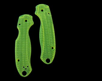 Spyderco Para 3 Replacement Scale Set  CLEAR NEON Textured Pattern  CNC Knife Upgrades  Spyderco Paramilitary 3 Only - 2x Scales