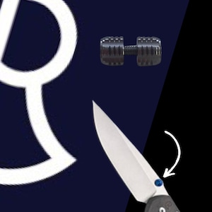 May include: A silver pocket knife with a blue accent on the handle. The knife is partially open and the blade is pointing upwards.