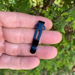 Emerson Models 1x BLACK Replacement Pocket Clip • Black Short Stainless • Deep Carry Folding Knife Upgrades • Works On Emerson Models Listed image 1