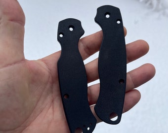 Spyderco Paramilitary 2 Replacement Scale Set  BLACK G-10 Original Series  Spyderco Paramilitary 2 Only - 2x Scales