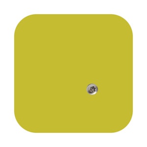 May include: A square, yellow wall plate with a single screw in the center.