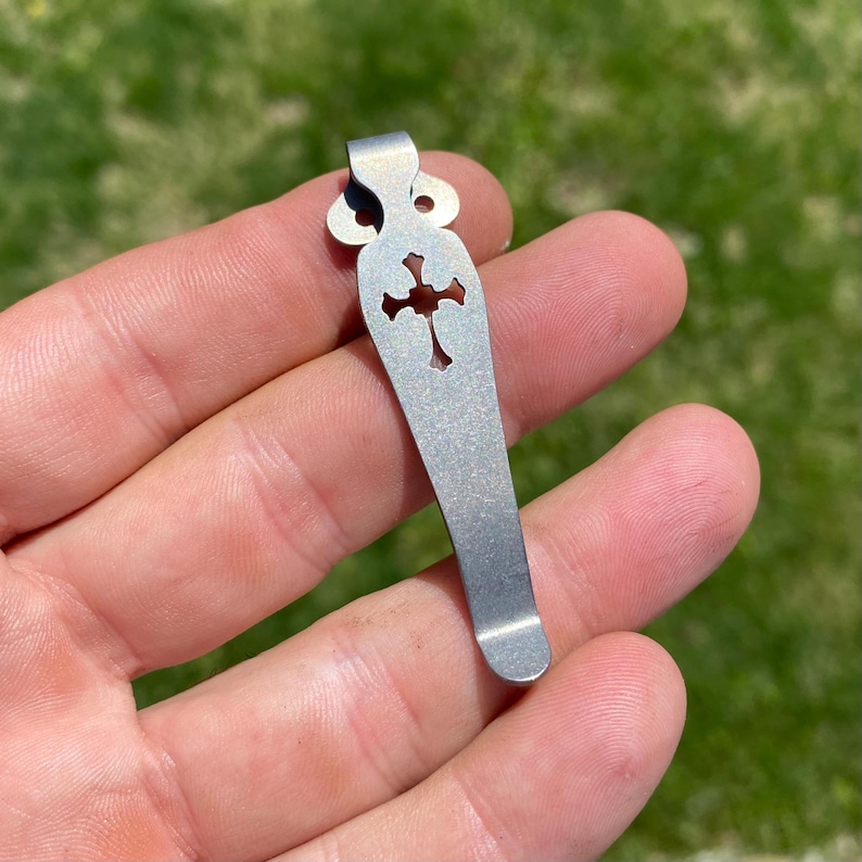 Emerson Knives Crusader Cross Pocket Clip Titanium Deep Carry Emerson Models Listed Below image 1