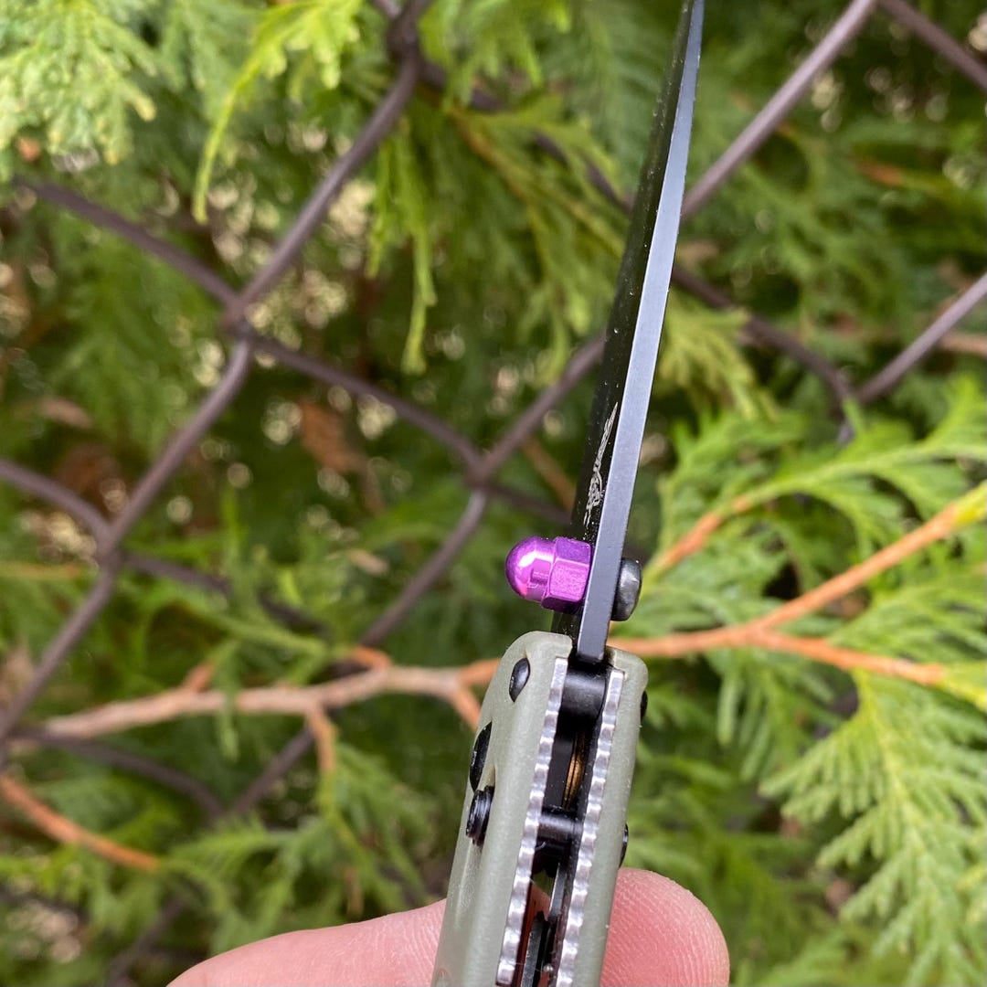 Fits Benchmade Models PURPLE ACORN CAP Single Thumb Stud • Stainless ...