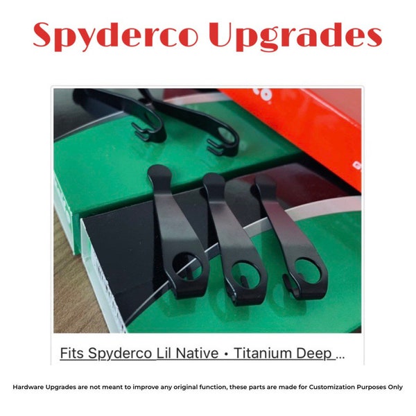 Spyderco Models / 1x Replacement Pocket Clip • Plain Black Titanium • Deep Carry • Folding Knife Upgrades • Works On Spyderco Models Listed