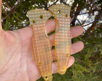 Fits Spyderco Yojimbo 2 Replacement Scale Set Clear GOLDEN FRAG Series  CNC Knife Upgrades  Spyderco Yojimbo 2 Only - 2x Scales