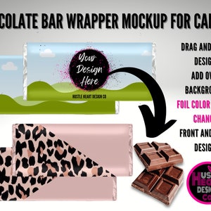 Chocolate bar wrapper Mockup for Canva,  party favor Mockup, Add your own image and background ,  Canva Frame Mockup