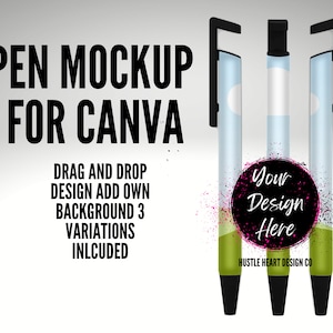 Dye sublimation ballpoint pen phone stand Canva Mockup, Drag and Drop Canva Frame,  |Add your own image and background  Canva Frame Mockup