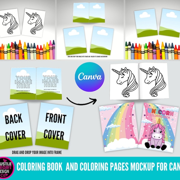 Coloring Book Mockup, Coloring Pages Mock up for canva,  Canva Mockup, Custom Canva Frame, Journal Mockup, Add Your Image and Background