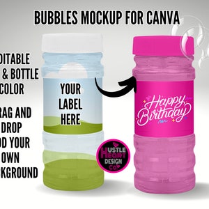 Bubble label mockup  for Canva,  Bubbles party favor, Add your own image and background, Canva Drag and drop mockup