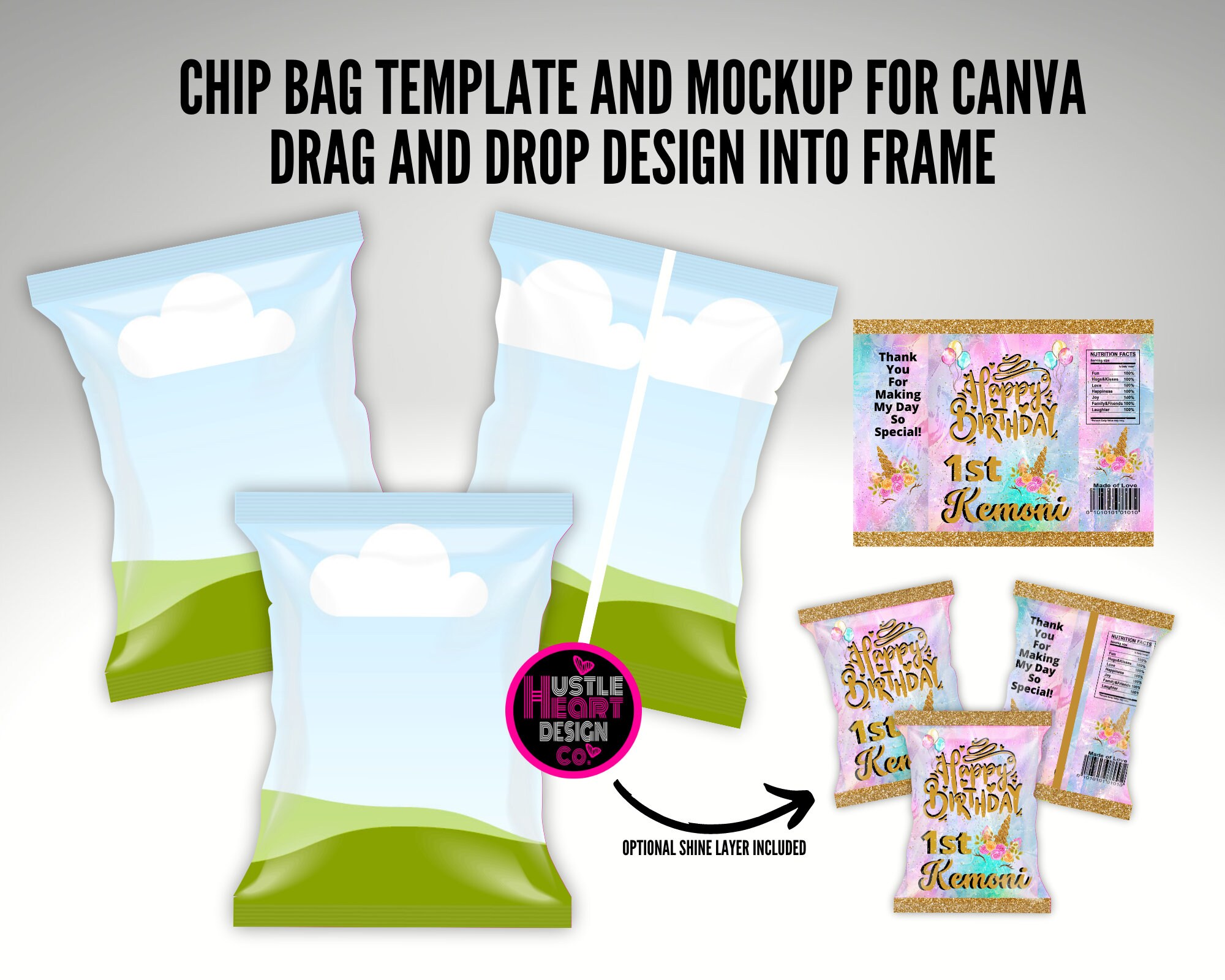 Chip Bag Instant Digital Template & Mockup · CANVA BUNDLE