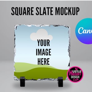 Dye sublimation square slate Canva Mockup , Add your own image and background , Drag and Drop Canva Mockup,  Canva Frame Mockup