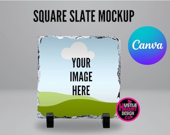 Dye sublimation square slate Canva Mockup , Add your own image and background , Drag and Drop Canva Mockup,  Canva Frame Mockup