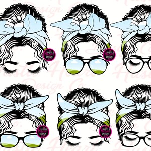 Messy Bun PNG , Cadre Canva modifiable , Ajoutez votre propre design , Téléchargement numérique. CANVA glissez-déposez le modèle Messy Bun Mom. image 4