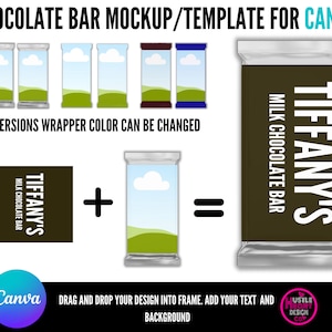 Chocolate Bar Wrapper Mockup  For Canva, Canva Drag and Drop Mockup, Party Favor treats Wrapper, Add Your Own Image and Background