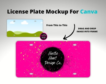 License Plate mockup, Canva Mockup, Custom Canva frame