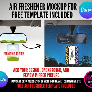 Air Freshner Mockup For Canva with Template, Drag and drop Canva Frame, add Background, Editable Canva Template, Canva Frame