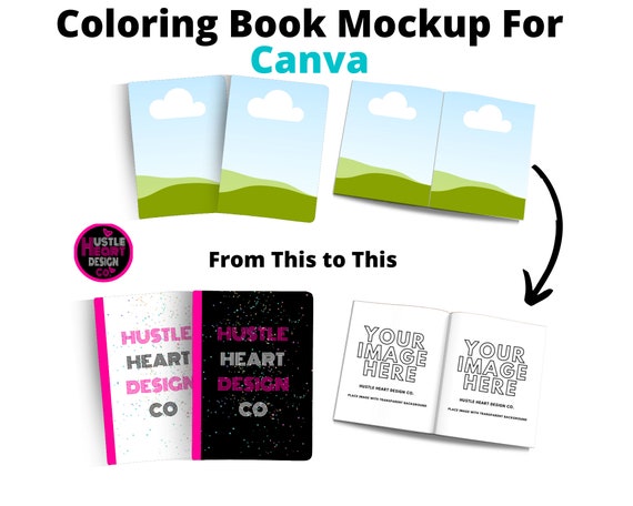 Coloring Book Mockup, Canva Mockup, Custom Canva Frame, Journal Mockup, Add Your Image and Background
