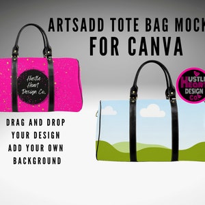 Artsadd Große Reisetasche Mockup, Weekender Tasche Mockup, Reisetasche Mockup, Bild und Hintergrund hinzufügen, Canva Mockup, Canva Frame