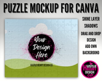 Puzzle Mockup for Canva, Canva Frame Mockup, Add Your Own Image and Background