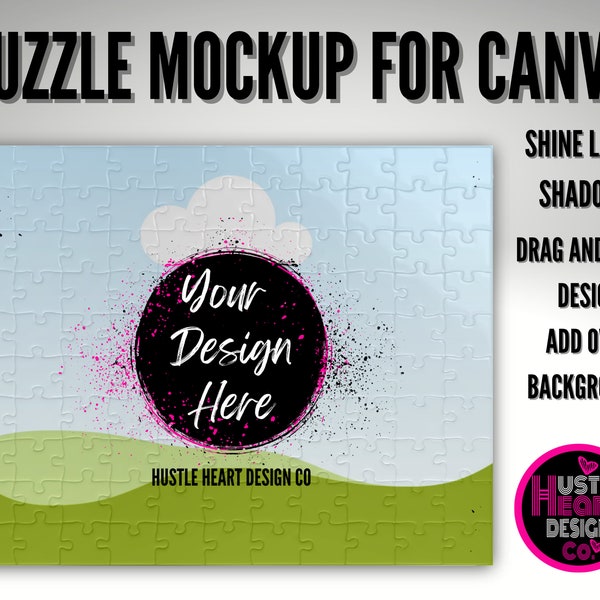 Puzzle Mockup for Canva, Canva Frame Mockup, Add Your Own Image and Background