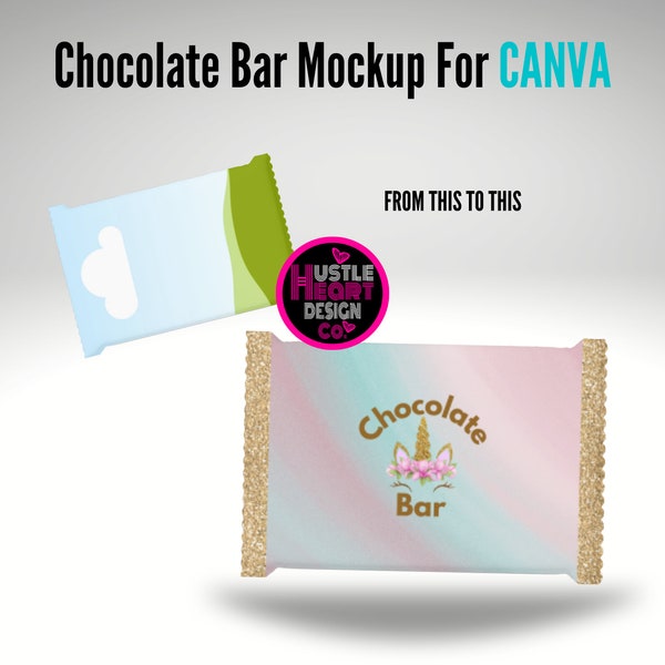 Chocolate Bar Mock Up, Party Favor Mockup, Canva Mockup, Ajoutez votre propre image et arrière-plan
