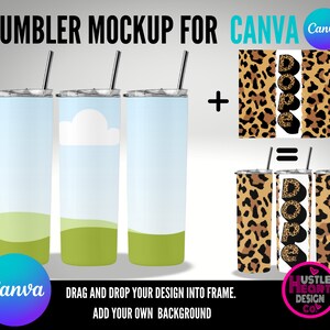 Canva Tumbler Mockup, Drag and Drop Sublimation Tumbler Mock Up For Canva, Add Your Own Image and Background, 20oz Skinny Tumbler Mock up,