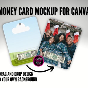 Money Card Mockup voor Canva, Canva Frame Mockup, Ontwerp slepen en neerzetten, Voeg je eigen achtergrond toe