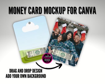Money Card Mockup for Canva, Canva Frame Mockup, Drag and drop design, Add Your Own Background
