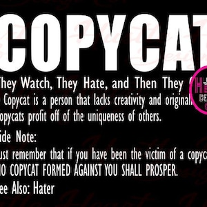 Mindset Svg, Copy Cat  Definition Svg, Take Notes Svg, Haters, They Watch They Hate and then they copy svg, Imitation Svg, Be Original Svg,