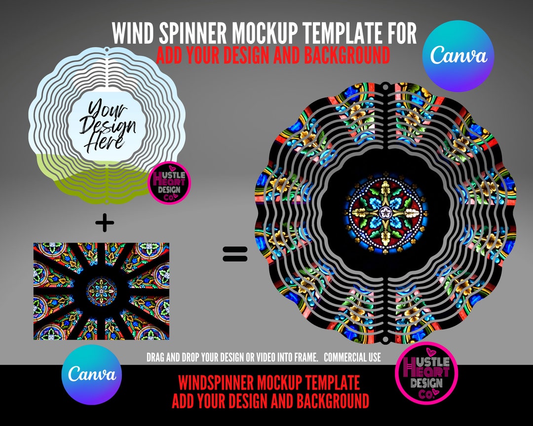 Wind Spinner Mockup for Canva, Wind Spinner Sublimation, Drag and Drop