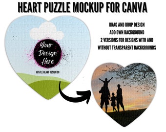 Puzzle Mockup for Canva, Heart Puzzle Mockup, Canva Frame Mockup, Add Your Own Image and Background