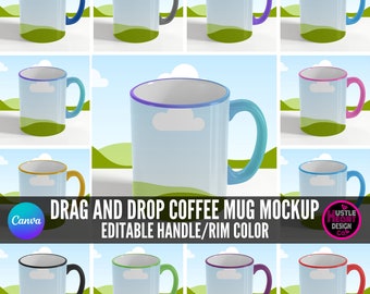Coffee Cup Mockup Template for canva, Coffee Mug, Drag and drop Mockup, Add Your own design and background, Commercial Use Canva Frame