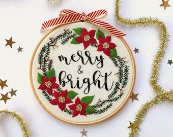 Christmas Wreath |  Embroidery Kit, wreath embroidery kit