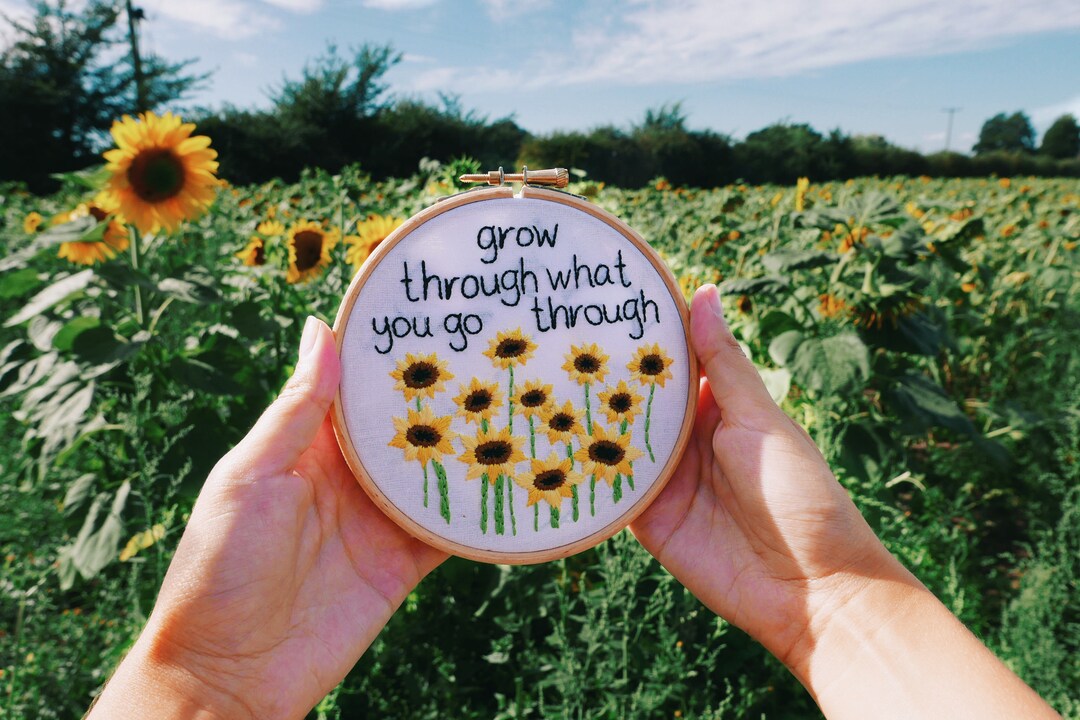 Sunflower Fields Embroidery Kit, Sunflower Floral Embroidery Kit Etsy