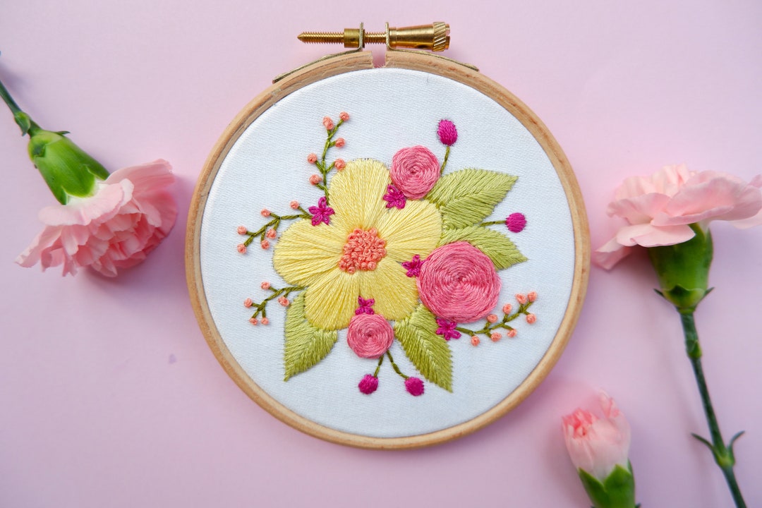 Summer Roses Embroidery Kit Floral Embroidery Kit Etsy