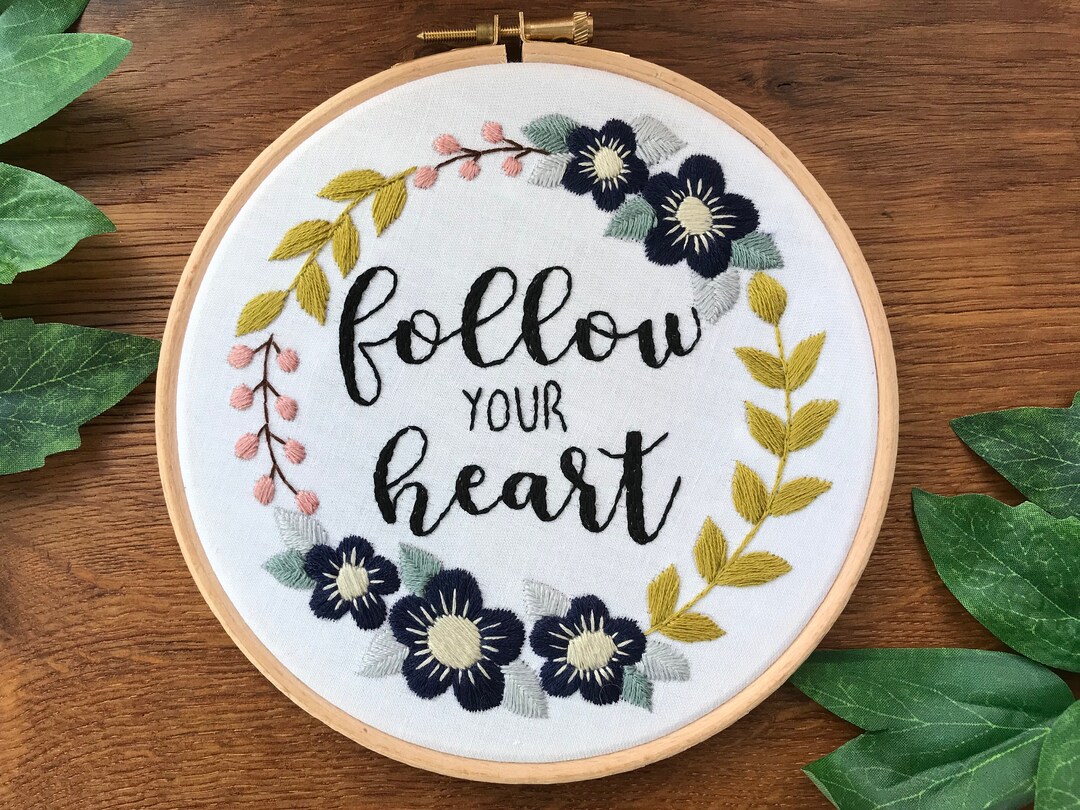 Navy Baby Embroidery Kit Navy Floral Embroidery Kit Etsy