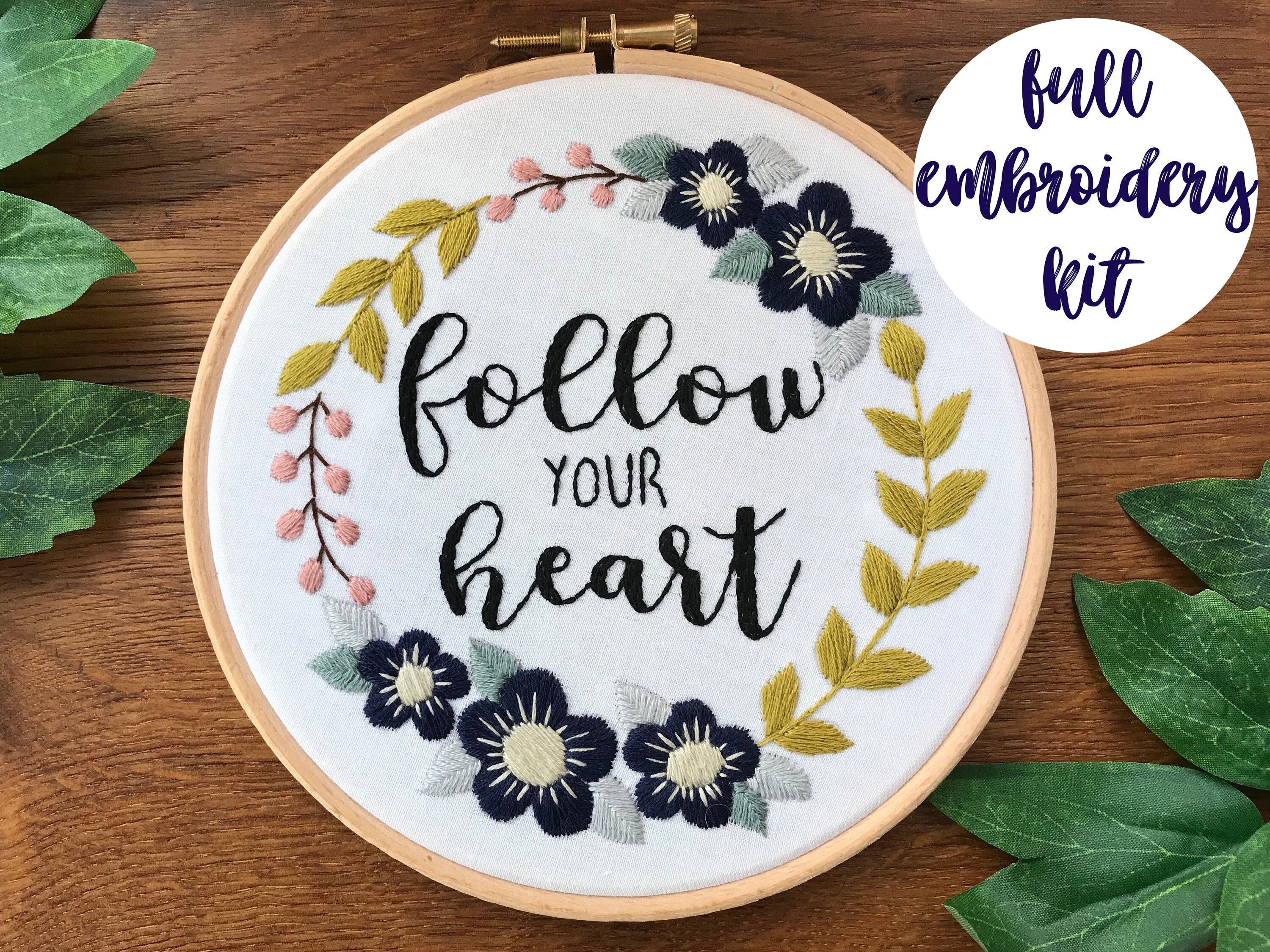 Navy Baby Embroidery Kit Navy Floral Embroidery Kit Etsy