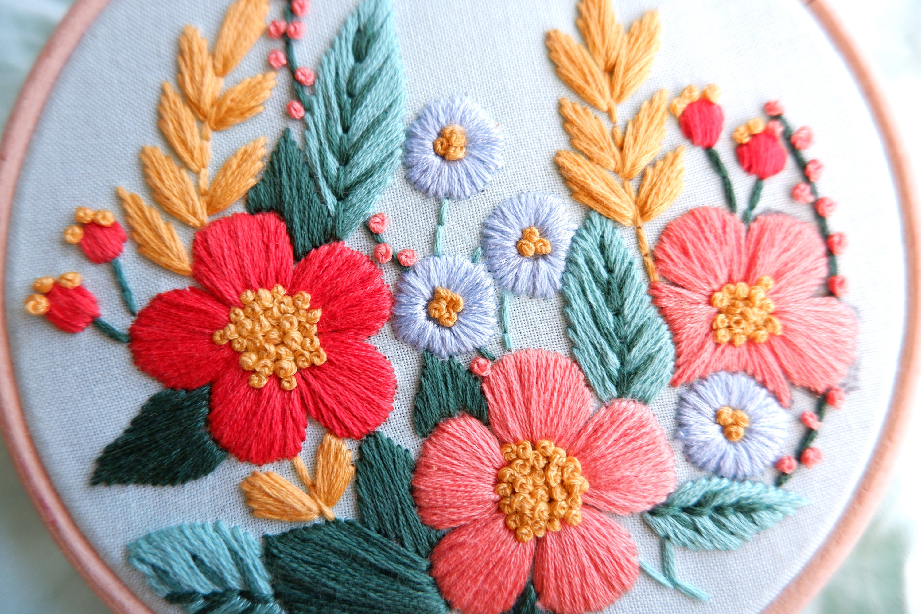 Floral Embroidery Kit Flower Embroidery Kit Beginners Etsy