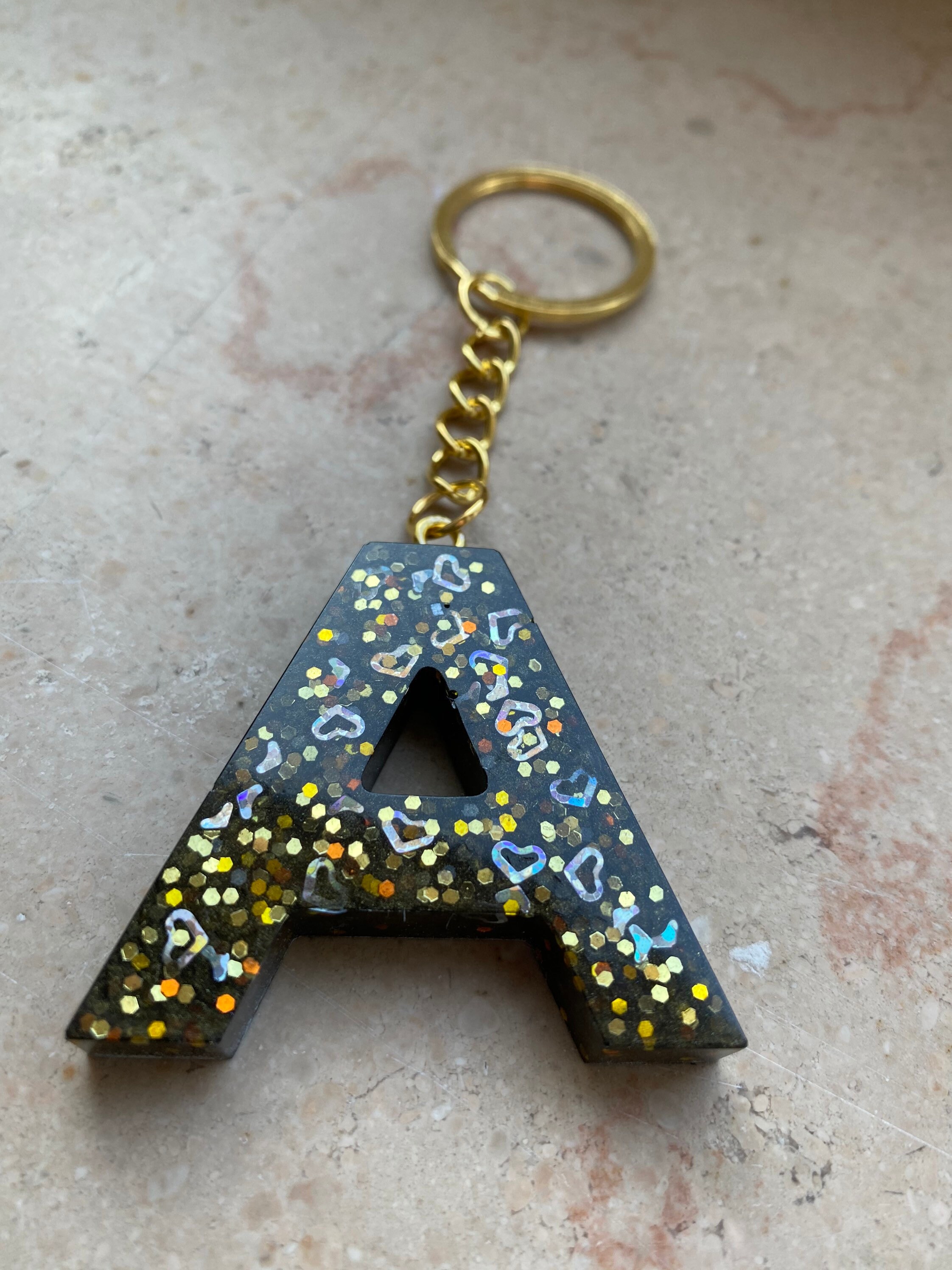 Resin keychain epoxy letter handmade personalized unique Etsy