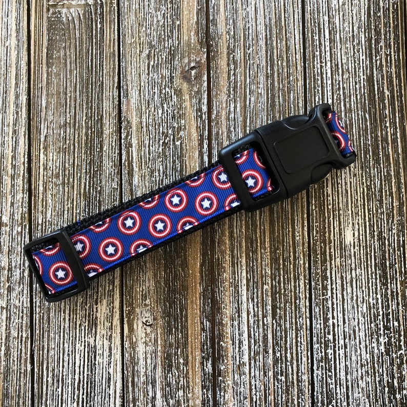 dog puppy cute dog mom pet collar personalized Captain America Dog Collar COLLAR ONLY disney disneyland marvel avengers superhero steve